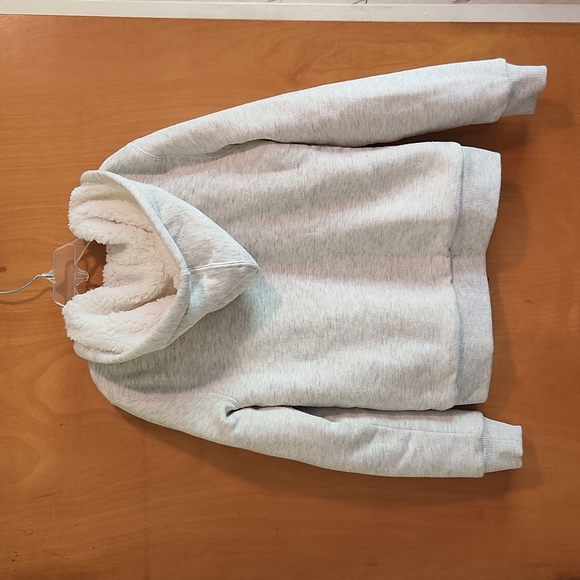Lucky Brand Girls' Full Zip Sherpa Fleece Hoodie Putty Beige Heather Size 10-12 - Picture 7 of 12